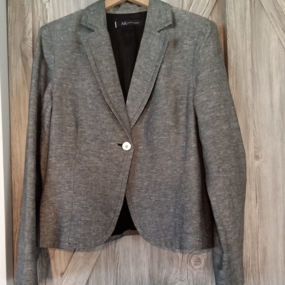 Anne Klein Charcoal Linen Blend Blazer 14/16